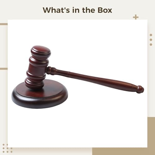 Beechwood Gavel and Block Set, 9.8 inch Wooden Judge Gavel with Sound