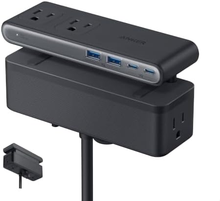 Anker Nano Power Strip, Desk Clamp, 70W Max, 1500J Surge Protector, 2