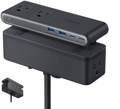 Anker Nano Power Strip, Desk Clamp, 70W Max, 1500J Surge Protector, 2