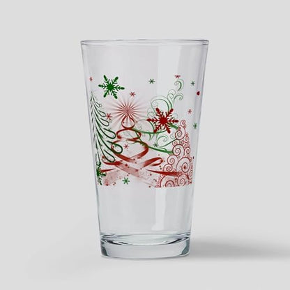 CafePress Abstract Green And Red Christmas Tr Pint Glass, 16 oz.