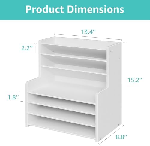 7 Tier White Desk Organizer for Office Organization, Wood Paper
