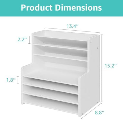 7 Tier White Desk Organizer for Office Organization, Wood Paper