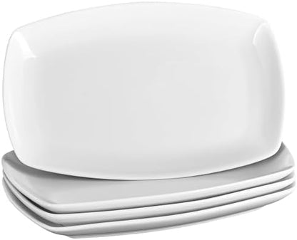 Ceramic Serving Platter Set, 4 Pcs 10 inch Rectangular Serving Tray