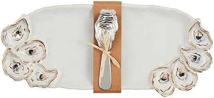 Mud Pie Layered Oyster Hostess Set, Oyster Serving Tray with Spreader