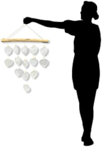 Heart Windchime - XL White Capiz Shell Driftwood Wood Bead Wind Chime