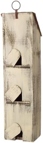 Glitzhome 18" H Hanging Birdhouse Washed White Distressed Solid Wood
