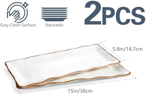 ONEMORE Large Serving Platters, 15 inch Serving Plates Set of 2