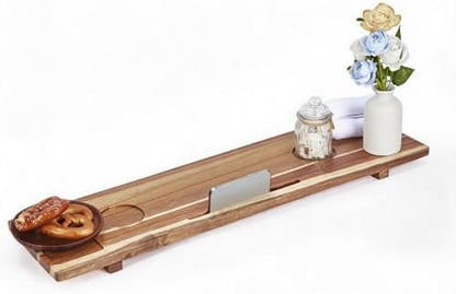 Expandable Acacia Wood Bathtub Tray Caddy – Adjustable 23-35" with
