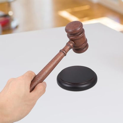 Wooden Judge Gavel Set with Base and Sound Block for Auctions