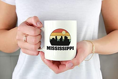 Vintage Mississippi State Skyline White Ceramic Coffee & Tea Mug Cup