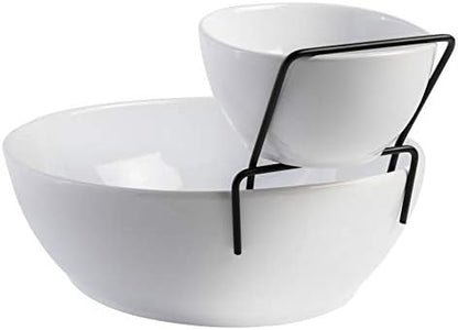 Gibson Home Gracious Dining Dinnerware, 3pc Chip & Dip Set with Metal