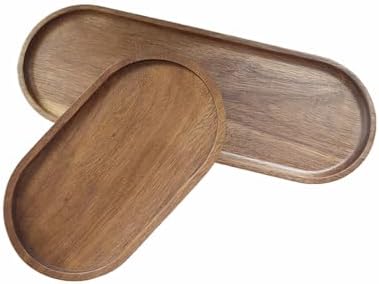 Oval Wood Serving Trays Set, Large Natural Wooden Serving Platters