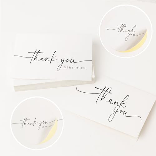 SPIRITDUST 52-pack Thank You Cards Bulk with Kraft Envelopes &