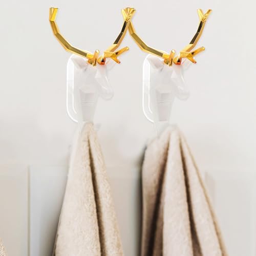 White ABS Antler Coat Hook Wall Hanger for Towels Scarves Bathroom