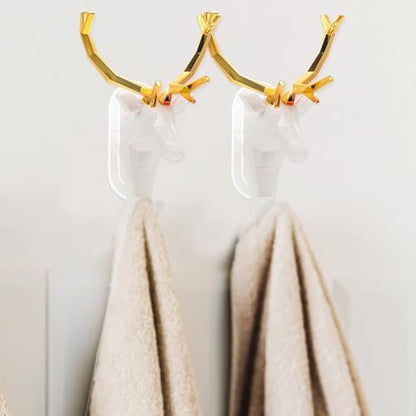 White ABS Antler Coat Hook Wall Hanger for Towels Scarves Bathroom