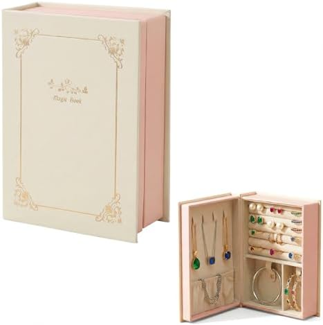 Jewelry Organizer Book Box, Travel jewelry Storage Gift Case for Women