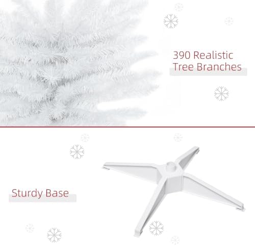 HOMCOM 6' Artificial Pencil Christmas Tree, Slim, Plastic Stand, White