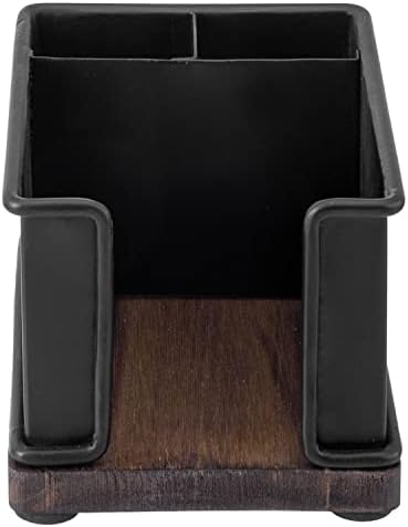 MyGift Black Metal Desk Organizer, 2 Pen Holders & Sticky Note Tray