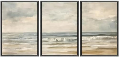 SIGNWIN Framed Canvas Print Wall Art Set Coastal Serenity Abstract