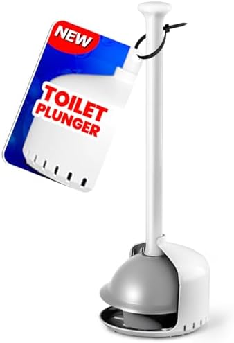 FORASTO Toilet Plunger with Holder - Heavy Duty Bathroom Cleaning