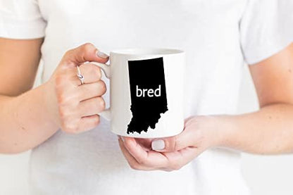 Indiana Bred & IN USA State Map Outline, US Citizen Coffee & Tea Mug