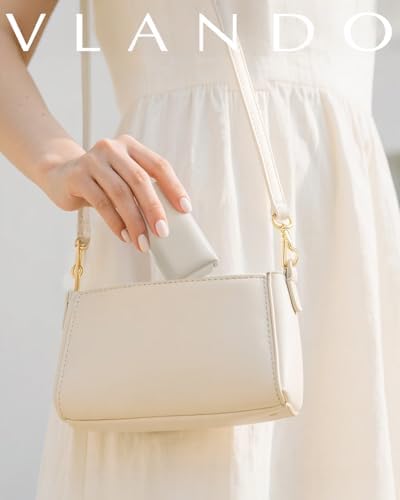 VLANDO Vegan Leather Travel Jewelry Case With Magnetic Closure, Cream