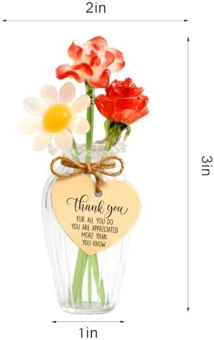 Gossby Thank You Gifts for Women - Mini Glass Flower Bouquet