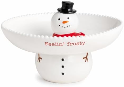 Mud Pie Stacked Snowman Chip Dip, Decorative Plate, Holiday Serveware