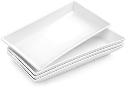 MALACASA Porcelain Serving Platters Set of 4,12 in Rectangular White
