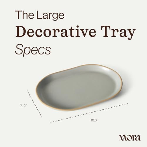 Mora Ceramic Decorative Tray - 10.6in Dish for Jewelry, Soap