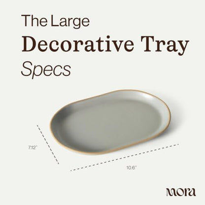 Mora Ceramic Decorative Tray - 10.6in Dish for Jewelry, Soap