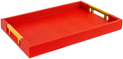 Modern Elegant 17.5"x12" Rectangle Red Shagreen Faux Leather