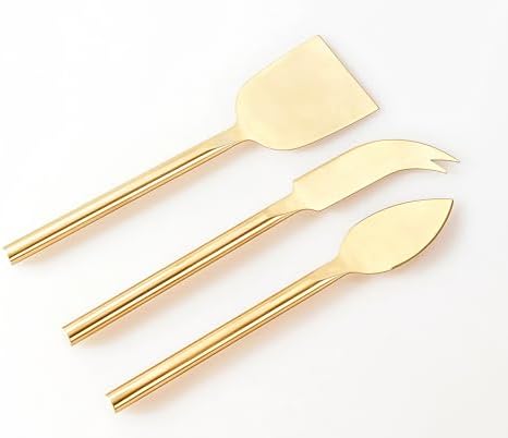 Long Handle Gold Cheese Knife Set of 3 Beautiful Appetizers n
