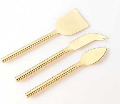 Long Handle Gold Cheese Knife Set of 3 Beautiful Appetizers n