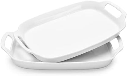 DOWAN Serving Tray with Handles, 15.4" Large Platters for Wedding