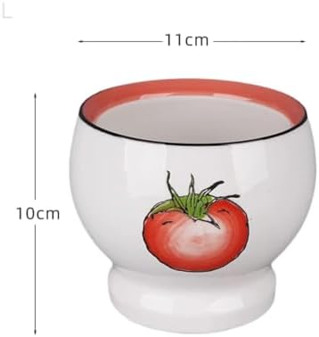 Porcelain Mortar and Pestle Set Hand-Painted Tomato Design Ceramic