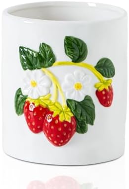 dgudgu Strawberry Kitchen Utensil Holder for Countertop Ceramic