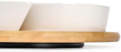 Cididu Ceramic Serving Tray Platters Lazy Susan, Rotating Divided