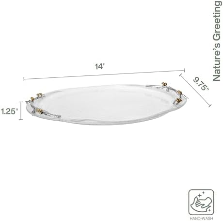 Fitz and Floyd Nature's Greeting Glass Serve Decorative Tray, 14 x
