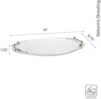 Fitz and Floyd Nature's Greeting Glass Serve Decorative Tray, 14 x