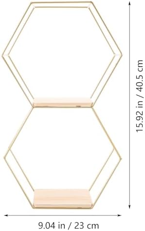 Gold Hexagon Floating Display Shelf Iron Wall Decor for Small Items