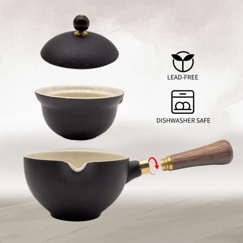 LURRIER Porcelain Chinese Gongfu Tea Set,Portable Teapot Set with 360