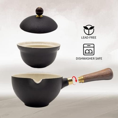 LURRIER Porcelain Chinese Gongfu Tea Set,Portable Teapot Set with 360