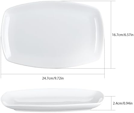 Ceramic Serving Platter Set, 4 Pcs 10 inch Rectangular Serving Tray