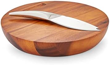 nambe Harmony Cheese Board with Knife | Made of Acacia Wood and