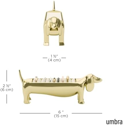 Umbra Dachsie Ring Holder, Weiner Dog Dachshund Jewelry Storage, Brass