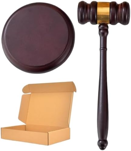 Gavel and Block Set 9.65x3.43" Natrual Wooden Gavel with 4.72" Round
