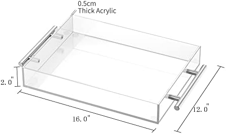 Richboom Clear Acrylic Serving Tray 16"x12" - Coffee Table Living Room