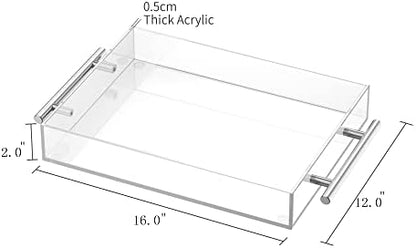 Richboom Clear Acrylic Serving Tray 16"x12" - Coffee Table Living Room