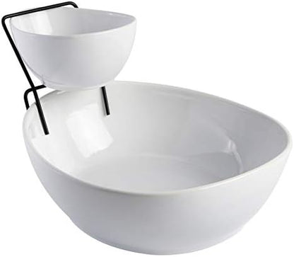 Gibson Home Gracious Dining Dinnerware, 3pc Chip & Dip Set with Metal